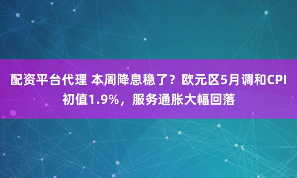 配资平台代理 本周降息稳了？欧元区5月调和CPI初值1.9%，服务通胀大幅回落