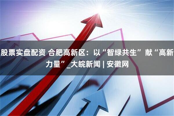股票实盘配资 合肥高新区：以“智绿共生” 献“高新力量”_大皖新闻 | 安徽网
